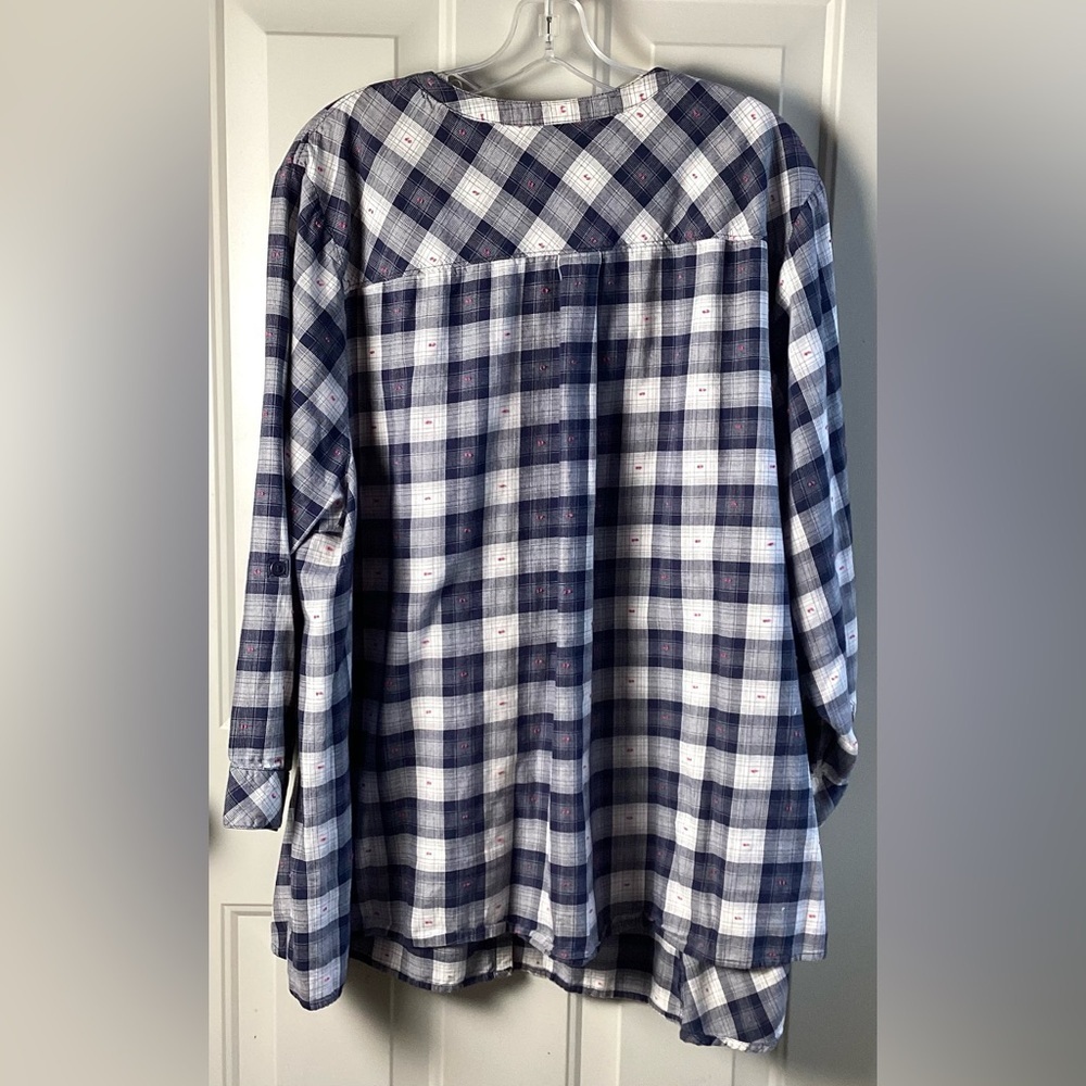 Catherines Navy and White Plaid Shirt Size 26/28WP - Picture 4 of 5